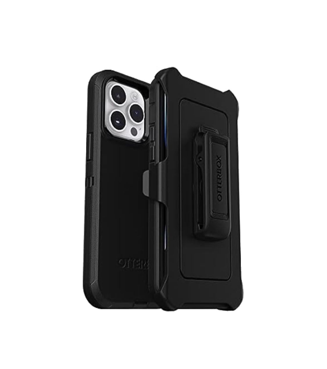 OtterBox iPhone 14 Pro Max Defender Series Case - BLACK , rugged & durable, with port protection, includes holster clip kickstand