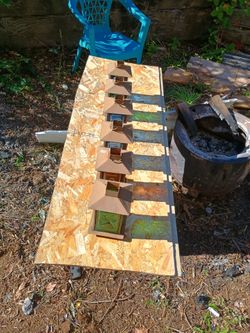 Tiki glass lights, and driveway lights LEDs,8 of them 10 glass tiki lights