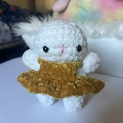 crochet bunny wearing dress