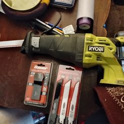 Ryobi One+ cordless reciprocating saw w/ brand new 14" and 6" blades and a precision plunge/flush cutting blade