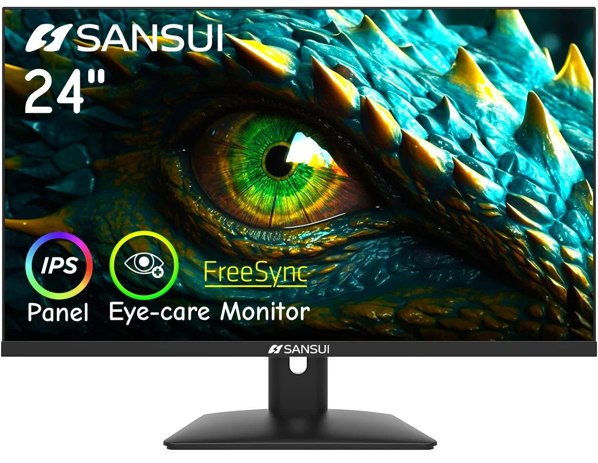 SANSUI Computer Monitor 24 inch Eye Care 1080P Display HDMI,VGA Ports with 178° Viewing Angle/Frame-Less/Tilt/VESA #3294TUP1