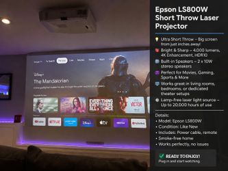 Epson LS800 4K Laser Ultra Short Throw Projector - ONLY 819 HOURS - Like New