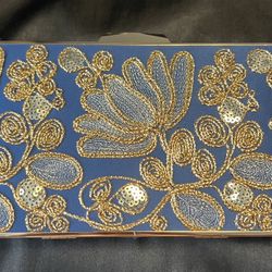 Navy blue & Gold Clutch