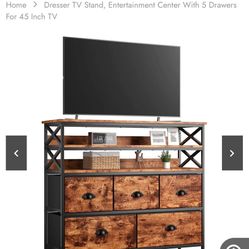 NEW STILL IN THE BOX TV STAND/ DRESSER WITH 5 DRAWERS FOR 55-65 INCH TV’S! 