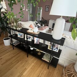 Black Open Shelving Unit – 64” Wide – Industrial Style (Wayfair)