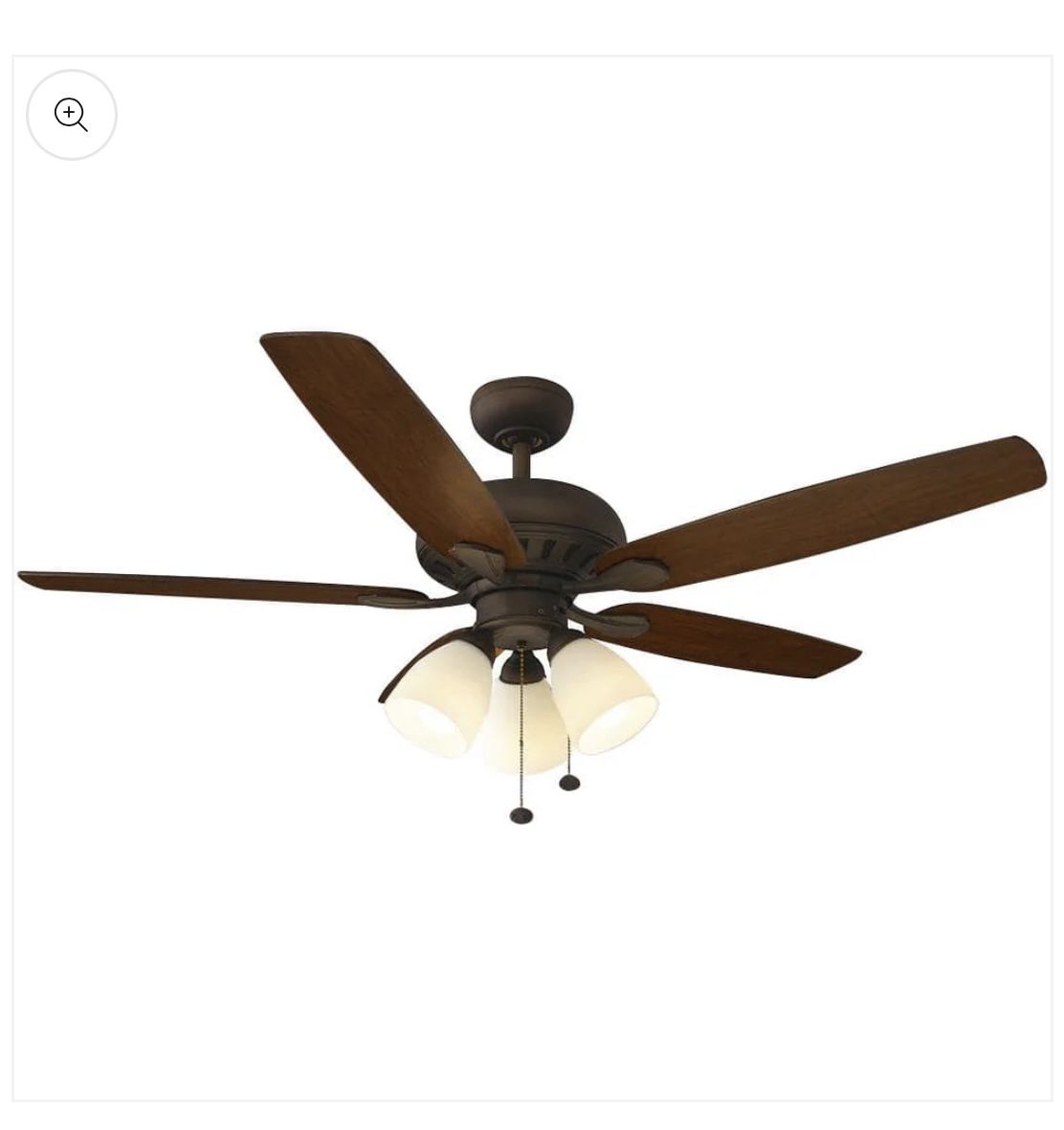 Hampton Bay Rockport 52 in. Indoor LED Oil Rubbed Bronze Ceiling Fan with Light Kit, Downrod, Reversible Blades and Reversible Motor