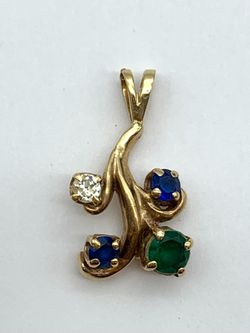 1" Colored stone gold pendant #17024