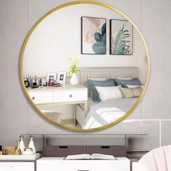 New Large 28” HD Gold Round Accent Mirror