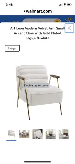 SF006 Off White Velvet Fabric Accent Chair Metal Legs with Gold Plated 