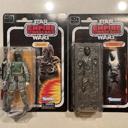 Boba Fett & Han Solo Carbonite Vintage 6” Black Series *MINT* Star Wars Empire Strikes Back 40th Anniversary E8080 E9926 Hasbro