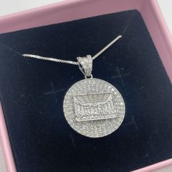The Last Supper Pendant W/ Italian Boxchain - 925 Silver & Moissanite Diamonds 