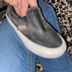 black leather kid vans size 13