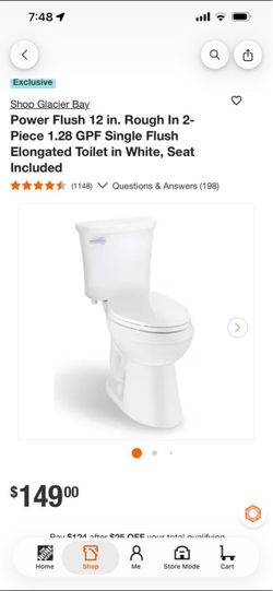Glacier Bay Power Flush 2-Piece Elongated Toilet White