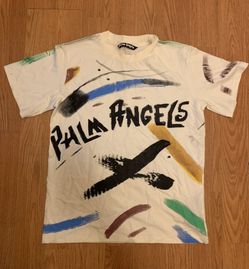 Palm Angels White Graphic Tee Shirt Paint