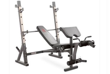 Workout bench with squat rack