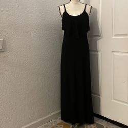 Black Adjustable Straps Crotchet Maxi Dress