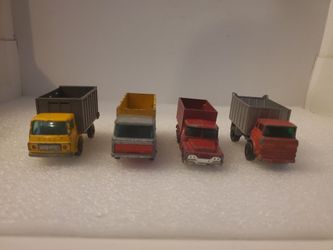 Lot Of 4 Vintage Matchbox By Lesney Tipper Cattle Container Warrior Trucks