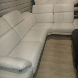 SECTIONAL GENUINE LEATHER RECLINER ELECTRIC WHITE COLOR.. DELIVERY SERVICE AVAILABLE ✅💥🚚
