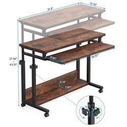 Portable desk for sofa and bed, adjustable height laptop table 