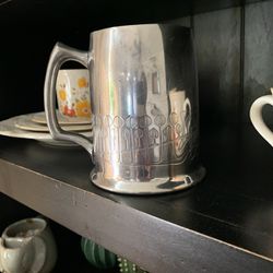 Vintage Antique Charles Rennie Mackintosh pewter tankard / Glasgow style Mackintosh rose drinking cup