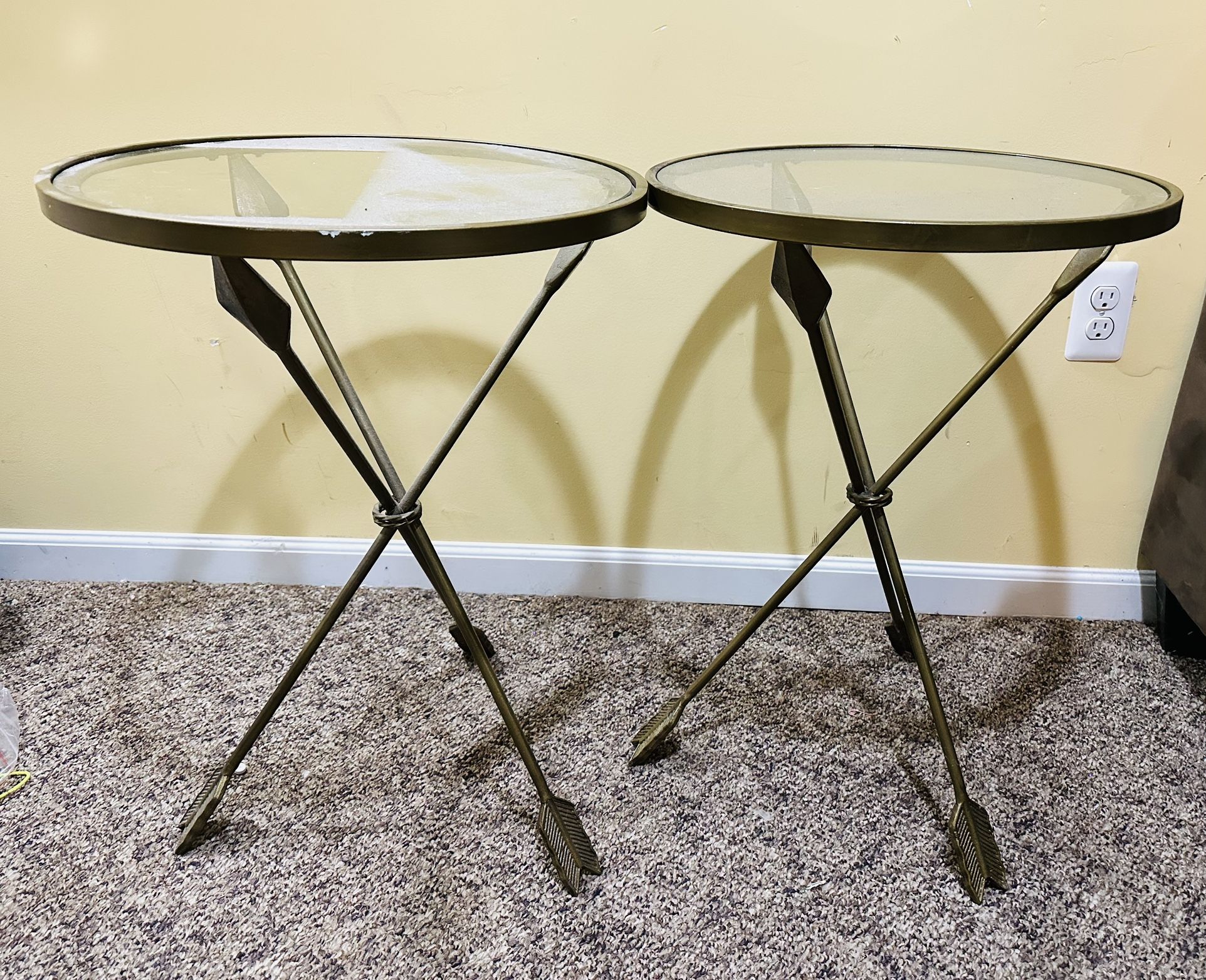 Arrow-Leg Glass Accent Tables (Set of 2)