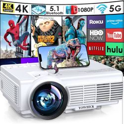 New Projector with 5G WiFi Bluetooth, Native 1080P 9500L Outdoor Projector 4K Support, Mini Portable Movie Video Projector with Screen, for HDMI, VGA,