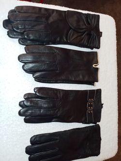 Women's Black Leather Gloves Size Med. 5.00 each
