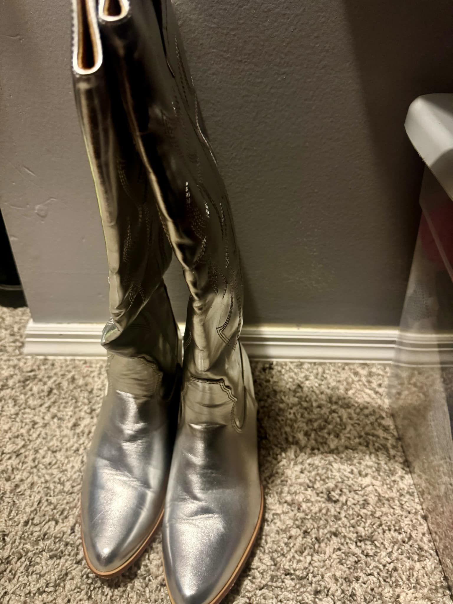 Metallic Silver Women Cowboy Boots