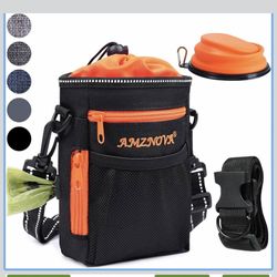 Dog Treat Bag Treatkit Dog Treat Pouch, Waist Clip On Crossbody Fanny Pack for Pet, Training Pouch with Shoulder Strap & Waist Belt for Walking Train