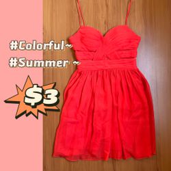 Orange Dress Above Knee Summer $3
