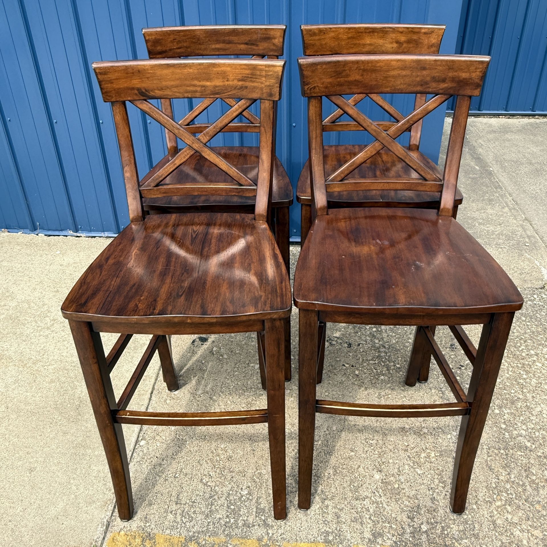 Set Of 4 Pottery Barn Aaron Bar Height Stools – Rustic...