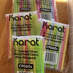 Boba straws- Karat 9" Colossal Straws 40 pcs/sleeve, five packs total