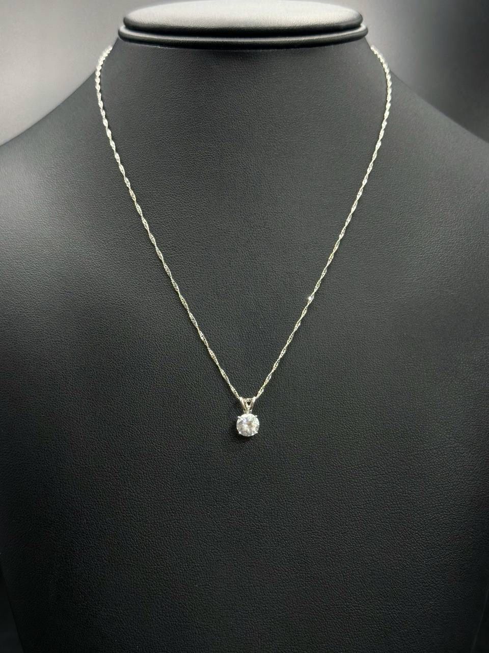 14k white gold 1 CT moissanite pendant with 17.5” chain necklace