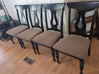 Set of 4 Black Wood Dining Chairs