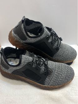 The Invincible Shoe Men’s Defender Work Sneakers Gray Size 9 | Steel Toe Safety Shoes | Puncture Resistant