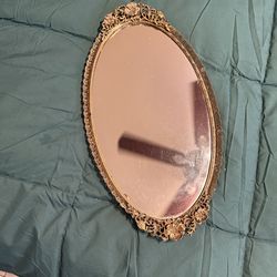 Vintage oval mirror tray