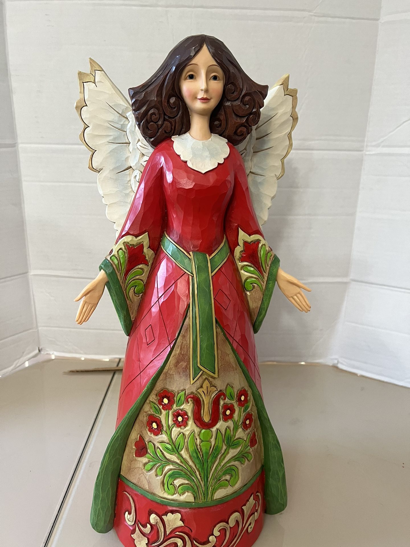 Jim Shore 20" Garden Angel STATUE Figure Red Dress 2016 Holiday Enesco beautiful. Used in very good condition. Beautiful piece! 