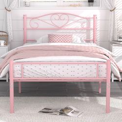 Pink Metal Twin Bed Frame