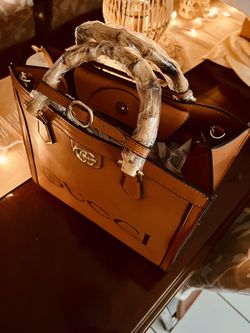 Tan Bamboo Handle Tote