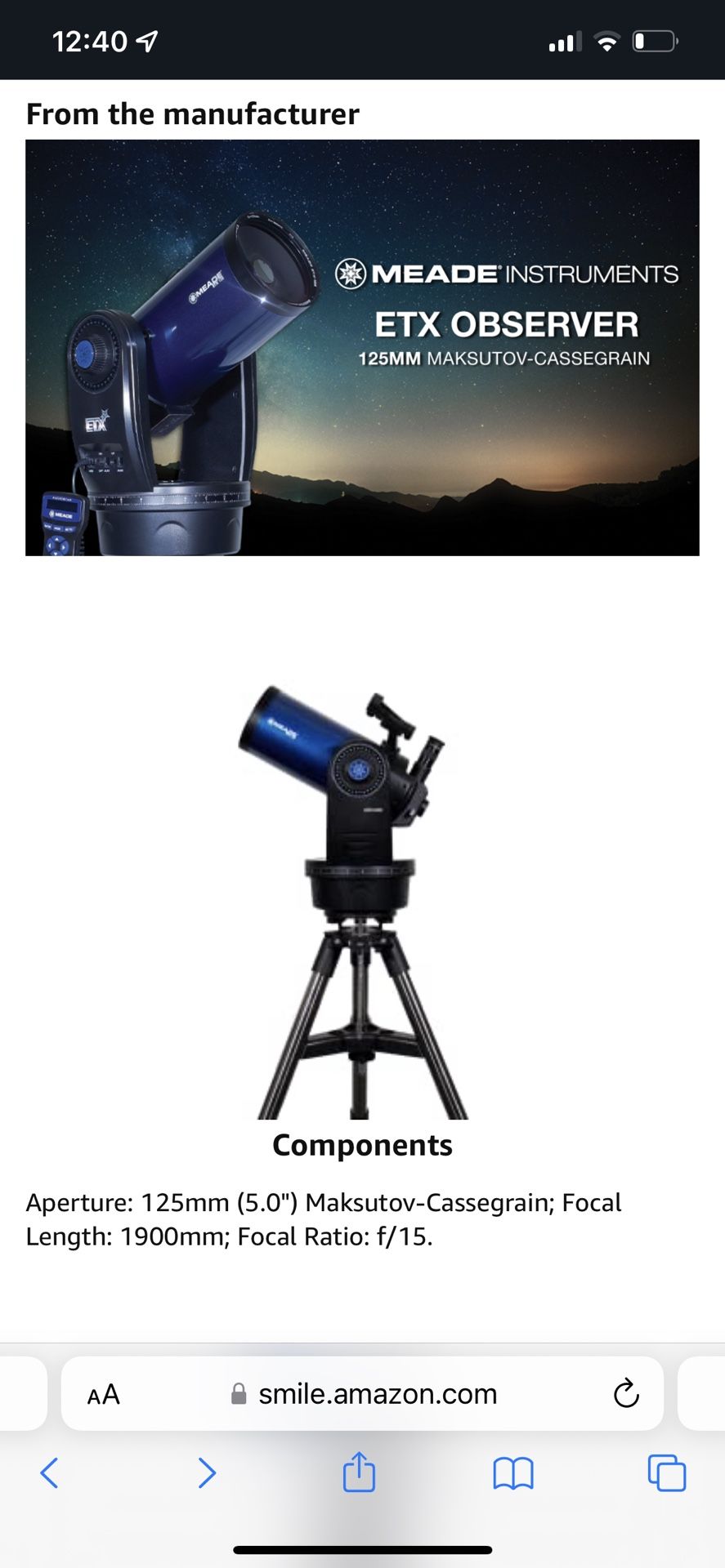 Meade ETX-125-PE UTC Telescope With ETX Amt Astronomer Kit