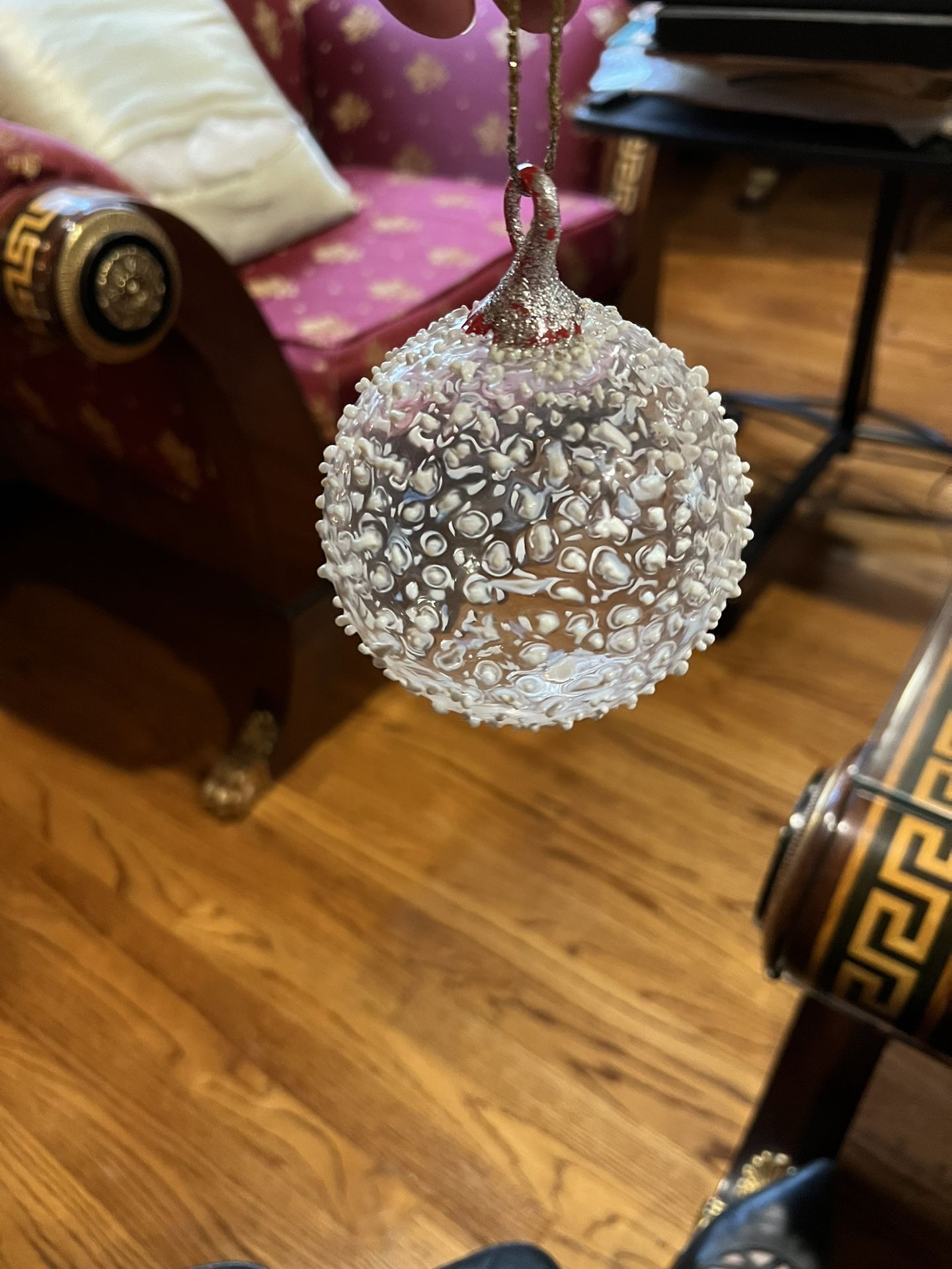 Vintage Blown Glass Snowball Ornament Vintage Snowball Ornament Glass Snowball Christmas Ornament