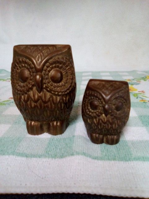 2 Solid Brass Owl Figurines/ Paperweight $$Price Drop$$