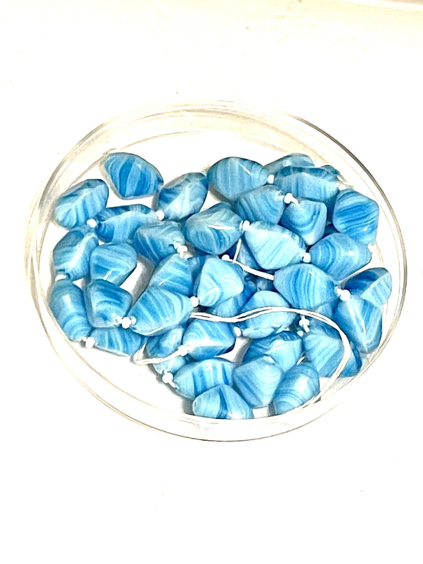 Lot Of Vintage Blue Swirl Glass Beads
