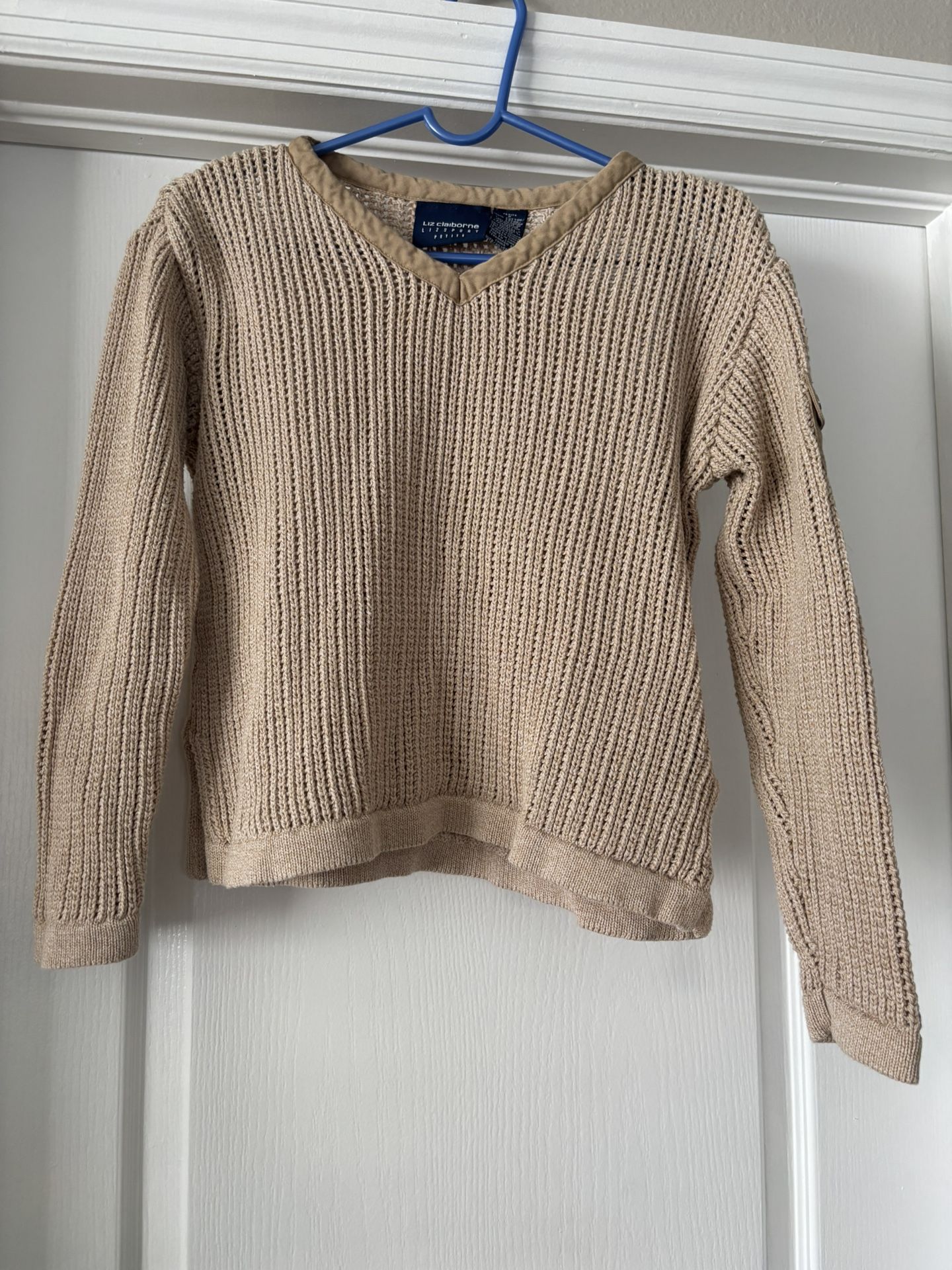 Liz Claiborne Tan color petite knitted sweater.