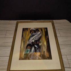 Ted Degrazia Framed Print Family Together Mom And Kids 14½ x 11½ Inches