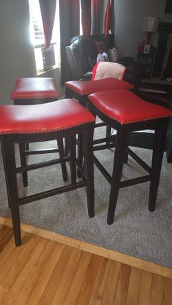Red Bar Stools (Four)