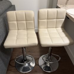 Bar Stools Modern Leather Adjustable Swivel Barstools (Set of 2)