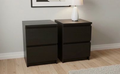 $80 for both! Two Black-Brown IKEA MALM Double Drawer Night Stand Chests! Great condition! 16x19x22in