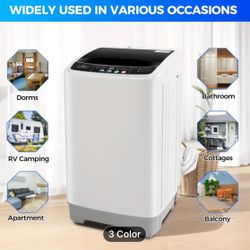 17.8 lb Capacity Fully Automatic Portable Washer with Plastic Top, 2.4 Cubic Feet Washer and Dryer Combo, LED Display, 10 Programs and 8 Water Levels 