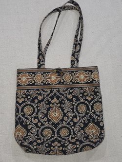 CLEAN!! Vera Bradley Brown Black Quilted Tote Bag